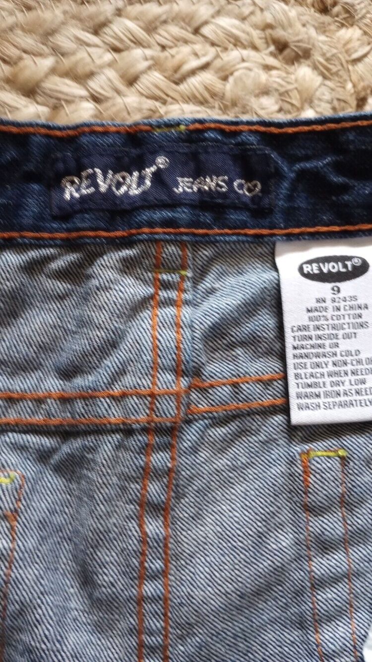 Revolt Women's Sz 9 Jeans Flare leg Distressed Dark Wash Low Rise Y2K 90s Grunge - Picture 4 of 15
